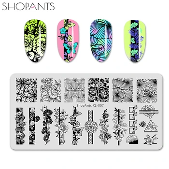 

ShopAnts Nail Art Stamping Plate Flower Peony Butterfly Rose Striped Lines Image Nails Mold Template Stencil Print Stamp Plates