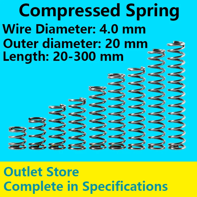 

Compressed Spring Pressure Spring Return Spring Line Diameter 4.0mm, External diameter 20mm, Length 20mm-100mm Cash Sale