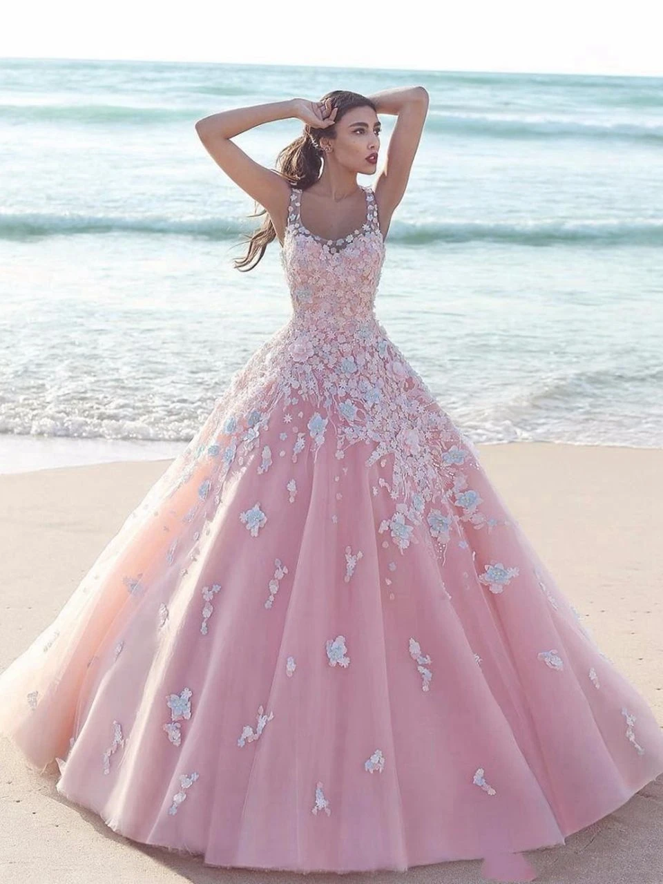 Pink Quinceanera Dresses Ball Gown Tulle 15 Anos Formal Party Robe Sweet 18 Vestidos Elegant Princess 16 Long Prom Dress