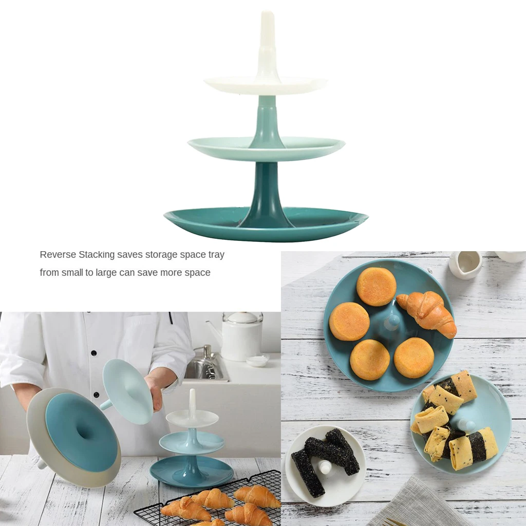 3-Tier Plastic Cupcake Display Stand Dessert Holder Round Fruit Snacks Bowl for Baby Shower Birthday Weddings Tea Party