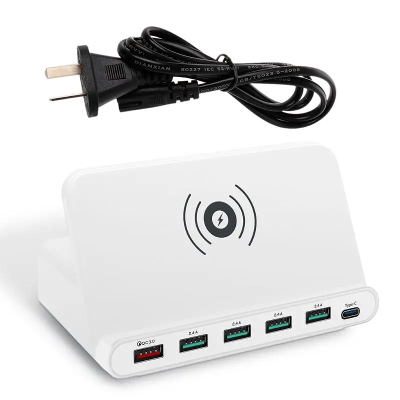 Быстрая зарядка 3,0 5x usb type C PD 18 Вт адаптер питания Qi Беспроводное зарядное устройство для мобильного телефона быстрое зарядное устройство Держатель для samsung Xiaomi Mobile