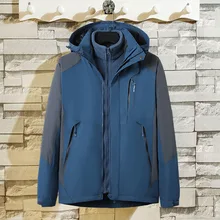 Лыжные костюмы, дождевик, куртка три в одном, осеннее и зимнее, два предмета, водонепроницаемое пальто, женская, большой размер, с капюшоном, с начесом и толстым