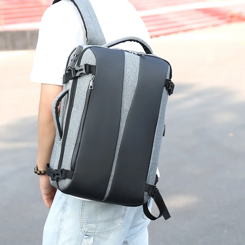 Big Capacity Anti Theft Men Backpack Laptop Waterproof USB Back Pack Women Oxford College Student Bagpack School Bag for Teenage - Цвет: Серый