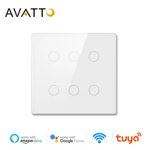 AVATTO – interrupteur intelligent WiFi Tuya, AC 110-220V, panneau d'écran tactile 4*4, 4/6 gangs, commande via application, fonctionne avec Alexa,Google Home