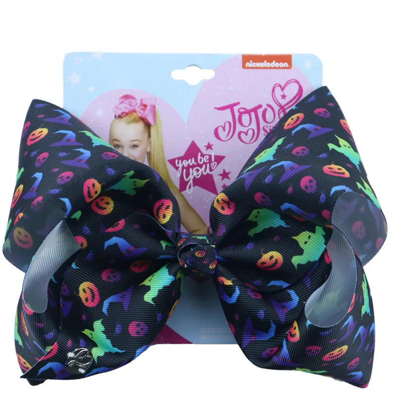 JOJO Siwa 8 дюймов ободок с большим бантом, лента с принтом тыквы хэллоуин Бант Шпилька для волос аксессуары подарок для маленьких девочек