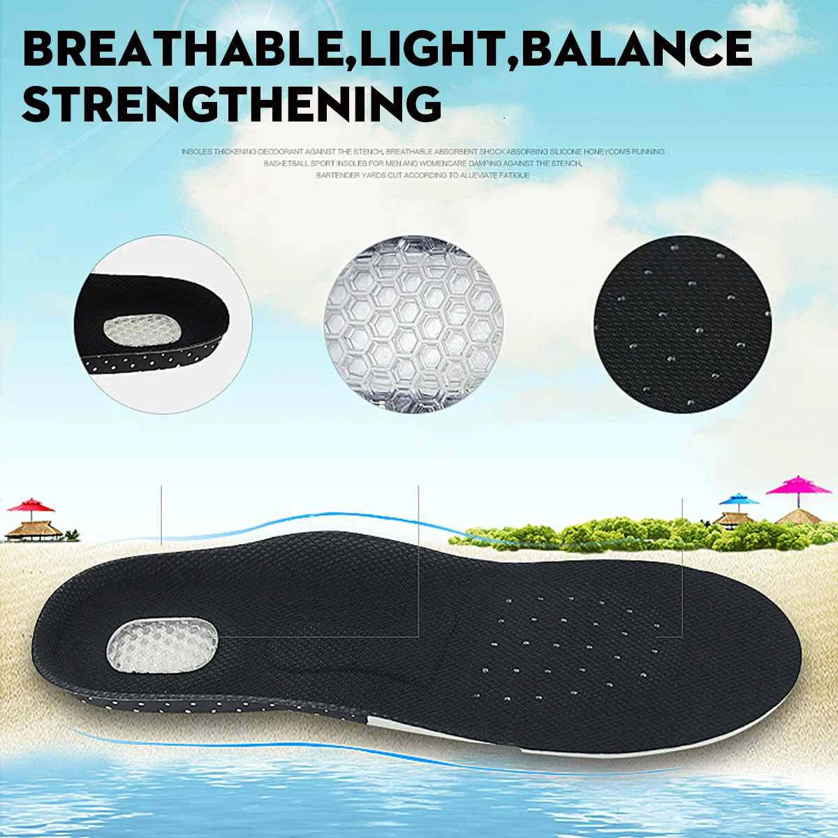S/L Men Women Fashion Silica Gel Insole EVA Cushioning Insole Orthotic Sport Running Shoes