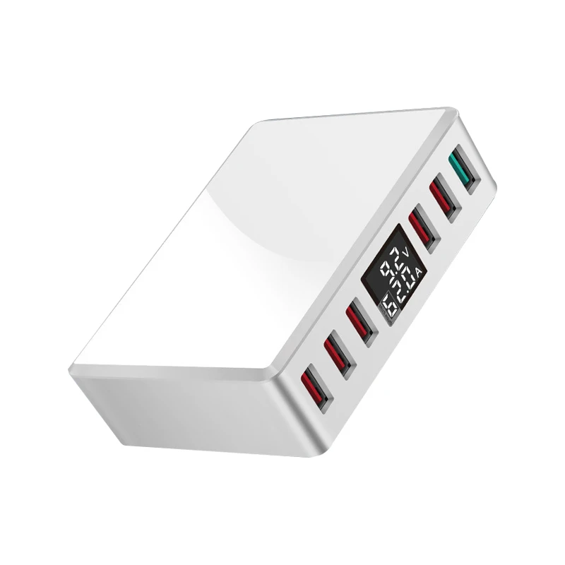 Европейский Союз (ЕС) 6 usb портов зарядное устройство для телефона Xiaomi huawei Интеллектуальный адаптер портативный телефон Настольный сплиттер с экраном для путешествий на открытом воздухе - Тип штекера: Европейский Союз (ЕС)