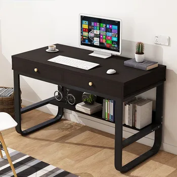 

Home desktop computer desk simple student desk Multi-layer Storage Frame Computer Desk Laptop Office Desk Pullout Keyboard Tray