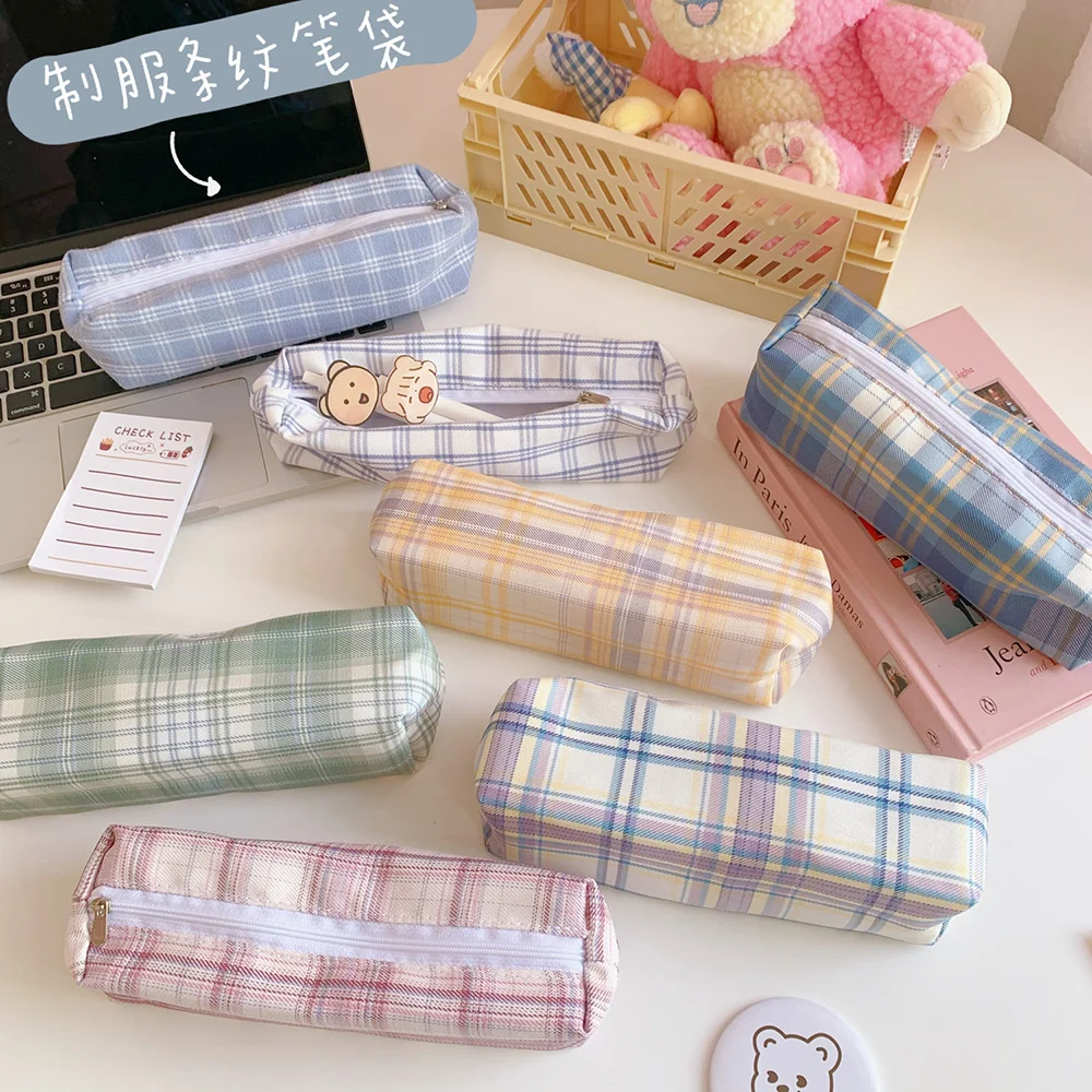 Sweet And Lovely Plaid Pattern Pencil Case Kawaii Pencil Bag Funny Pencilcase Cartoon Students School Supplies Cute Stationery Sweet And Lovely Plaid Pattern Pencil Case Kawaii Pencil Bag Funny Pencilcase Cartoon Students School Supplies Cute Stationery
