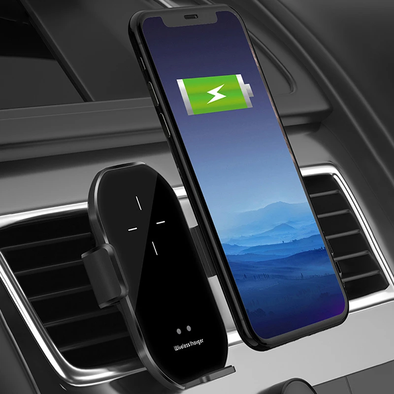 10W Wireless Charger Automatic Clamping Car Mount Phone Holder For Mobile Phone Infrared Induction QI Fast Charging Car Stand