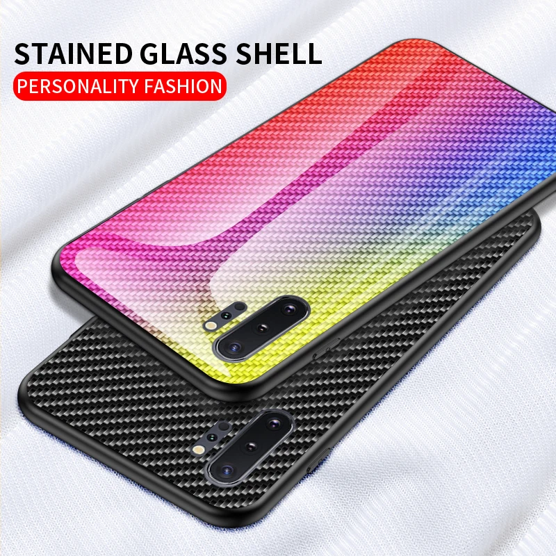 

For Samsung Galaxy Note 10+ Plus Case Tempered Glass Gradient Back Cover Soft Silicon Frame Case for Samsung Note 10+ Plus