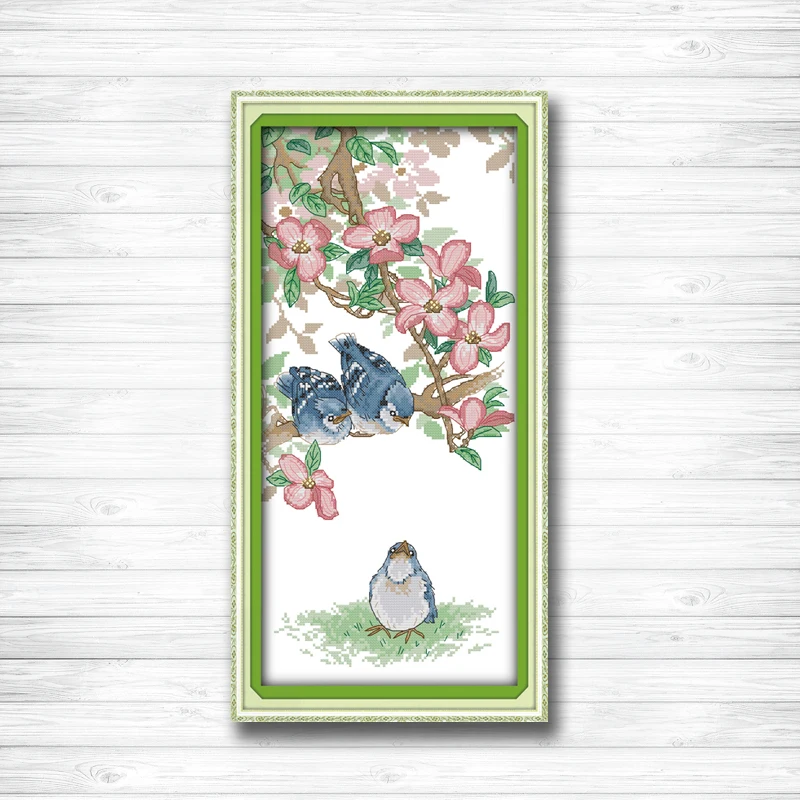

The blue bird animal painting flowers Decor Needlework Counted Printed on canvas DMC 11CT 14CT Cross Stitch kits Sets embroidery