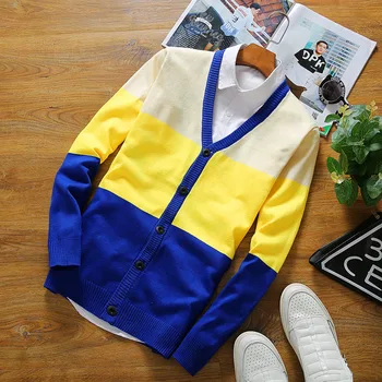 

Wholesale Price 2019 New Fall and Winter Slim Splicing Leisure Fashion Men's Sweaters