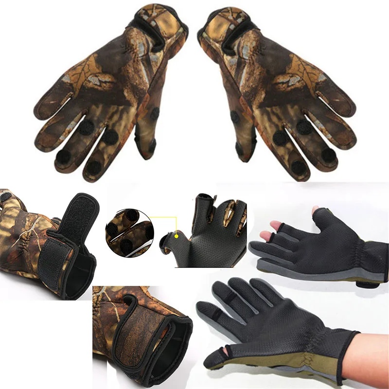 Камуфляжные перчатки для рыбалки полный светильник с 3 пальцами