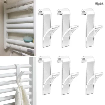 

High Towel Mop Hooks Hanger Storage Holders Clothes Hat Rail Radiator Tubular Bath Hook Holder UEJ