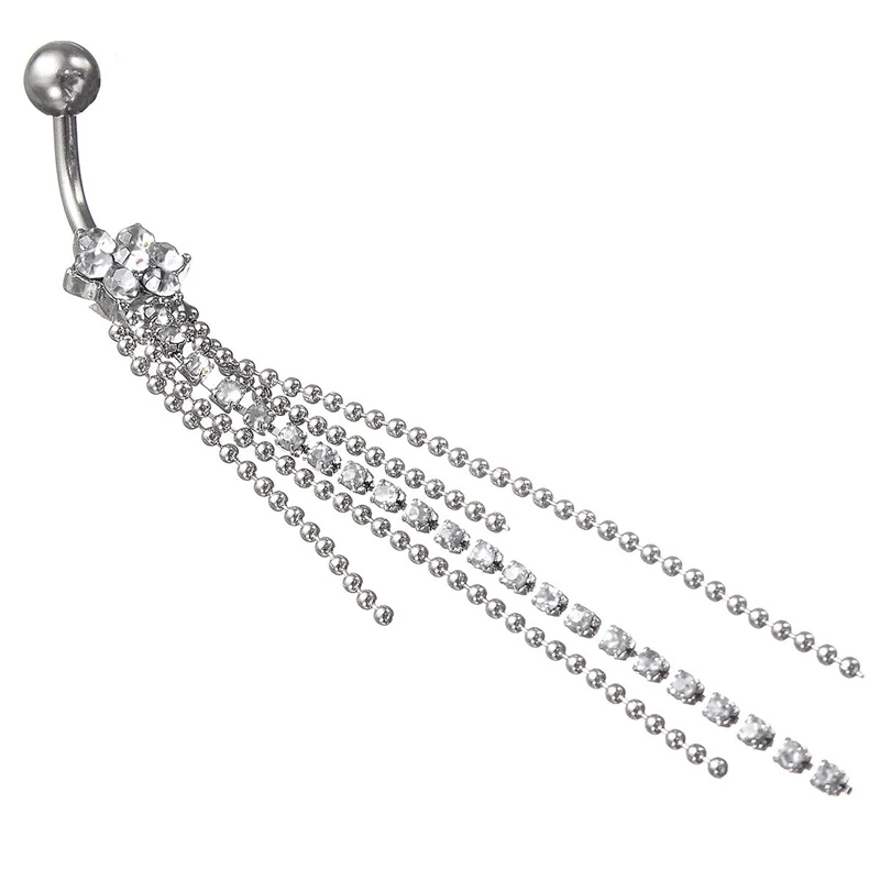 Подвеска в виде пупка из нержавеющей стали 316L горный хрусталь белый подарок для