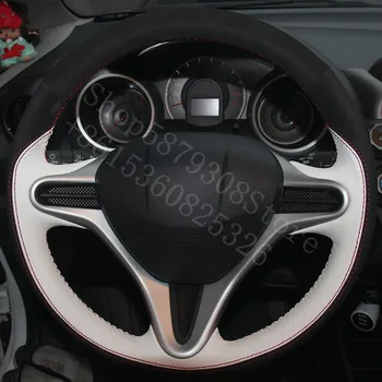 

For Renault Scenic 2017-2020 White Leather Black Suede Car Steering Wheel Covers car accessories