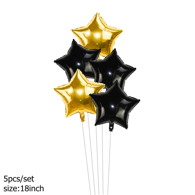 Happy New Year Decorations 2022 Christmas Balloons Decor Gold Black Disposable Tableware For Home New Year's Eve Party Ornaments B10-5pcs
