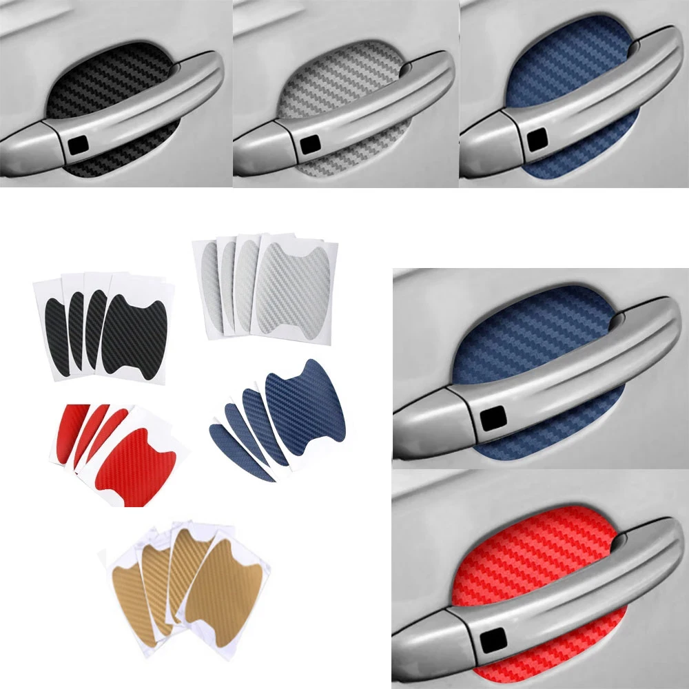 

4Pcs Car Auto Carbon fiber Door Film Sheet Handle Scratch Sticker aint scratch Protector Cover Exterior Accessories Car-styling