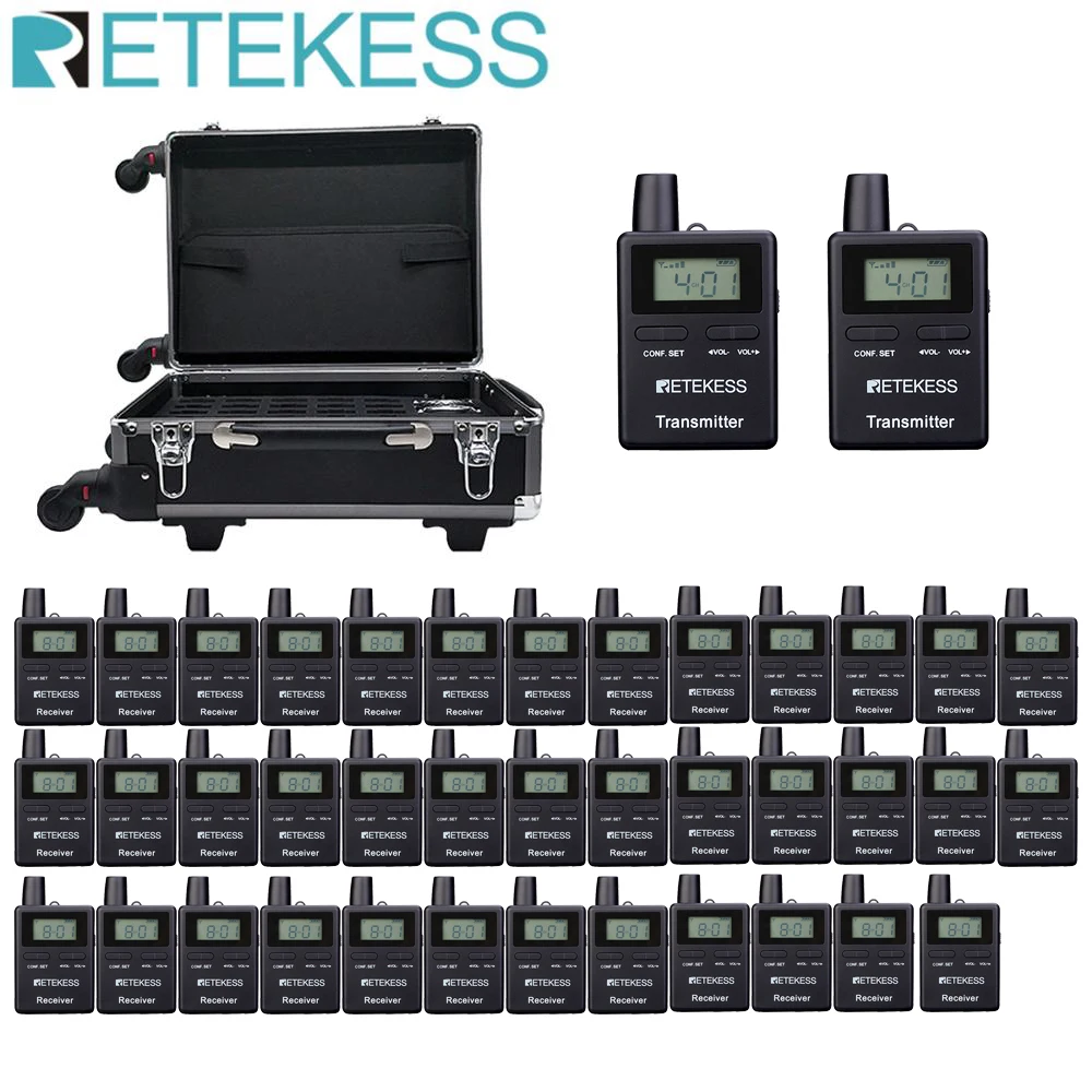 Retekess TT109 transmitter and 38pcs receivers+Charging Case Tour Guide System for Church Translation Meeting | Электроника