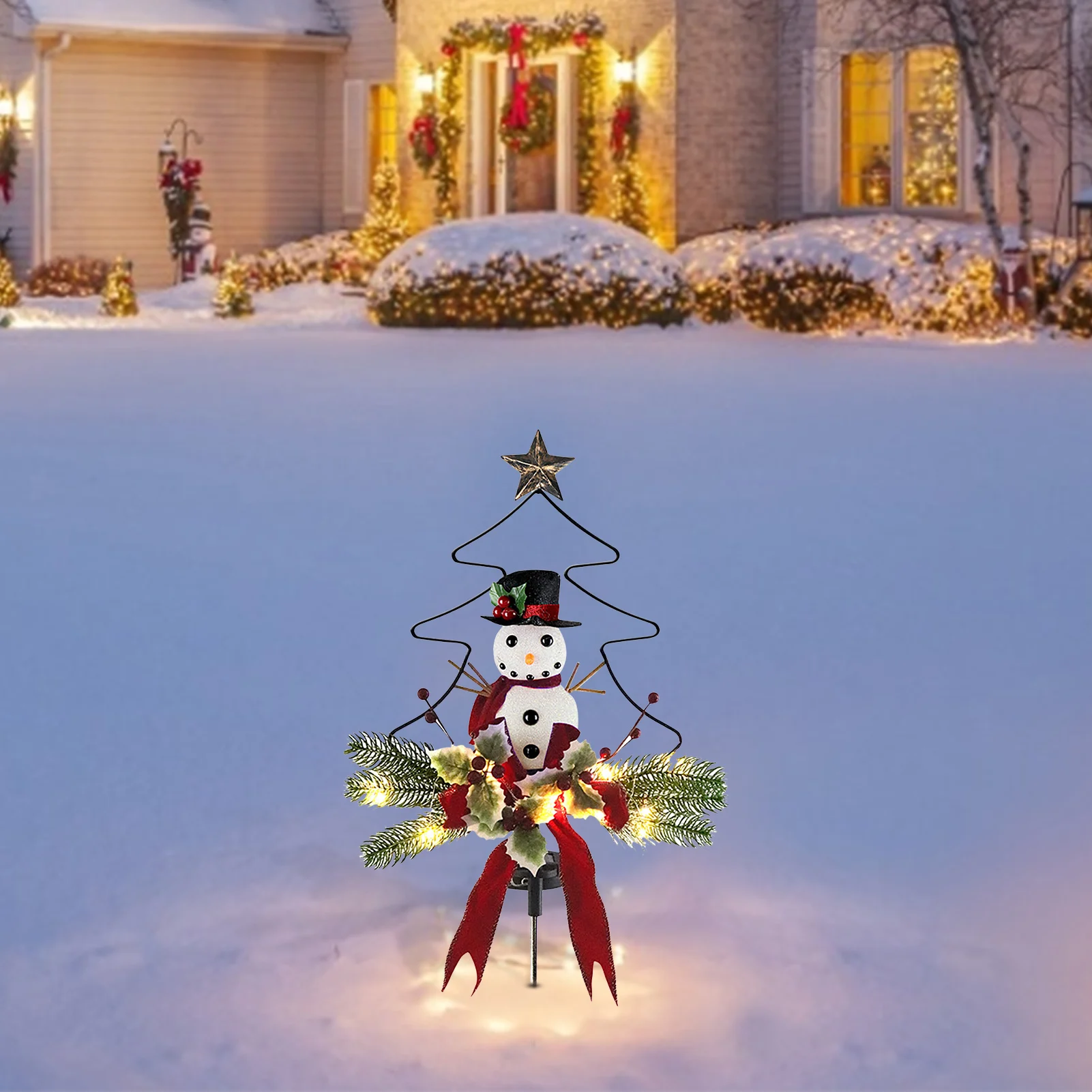 

Christmas Snowman Decoration Flower Arrangement Lamp Lawn Lamp LED Light Source Solar Aperture Ground Plug Light