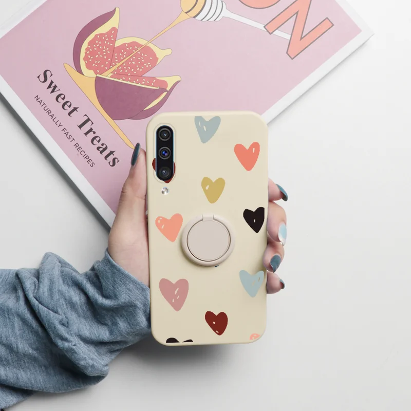 kawaii phone case samsung For Samsung Galaxy A50 A50S A30S Case Flower Magnetic Ring Holder Cover For Samsung A50 GalaxyA50 GalaxyA30S Back Cover Bumper silicone case for samsung Cases For Samsung