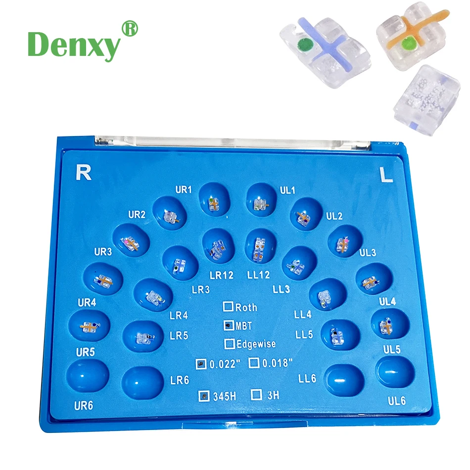 Denxy 2sets Sapphire brackets Dental Orthodontic Bracket Clear Ortho