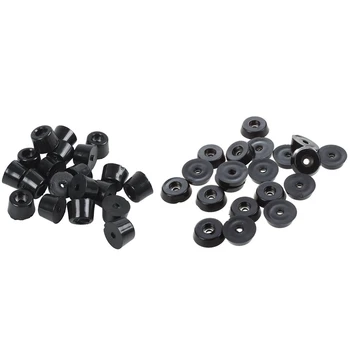 

40Pcs Rubber Anti Vibration Conical Shape Furniture Table Chair Leg Tip Foot Pads Black - 20Pcs 14X9X12Mm & 20Pcs 18X15X5Mm