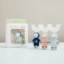 Brosse à dents de dessin animé pour enfants brosse à dents en forme de U pour nourrissons avec poignée brosse de nettoyage des soins buccaux en Silicone sans BPA brosse molaire pour tout petits 