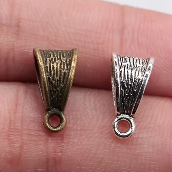 

WYSIWYG 12pcs 14x7x7mm Pendant Beads Bails Charm Clip Clasp Bail Beads Antique Silver Color Clasp Necklace Connector Bail Beads