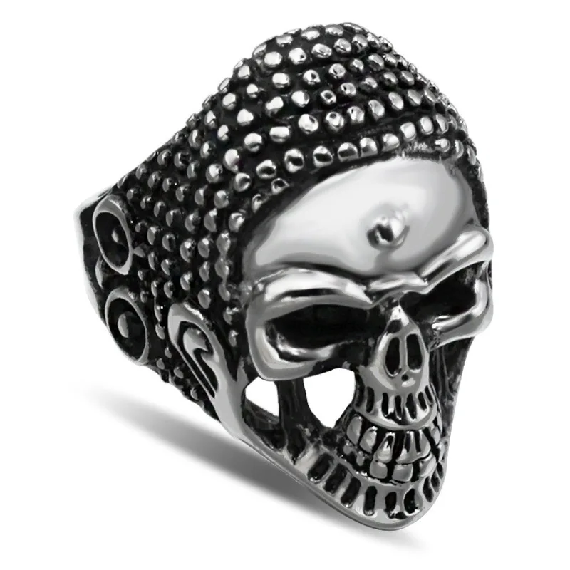 

Vintage Stainless Steel Buddhism Skull Rings Motorcycle Party Steampunk Cool Gothic Style Biker Finger Rings for Men Jewelry