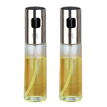 

2PCS/Set Glass Oil Spray Bottle Pump Kitchen Olive Oil Sprayer Stainless Steel Oil Pot Bottle Oil Dispenser Gadget Cooking Tools