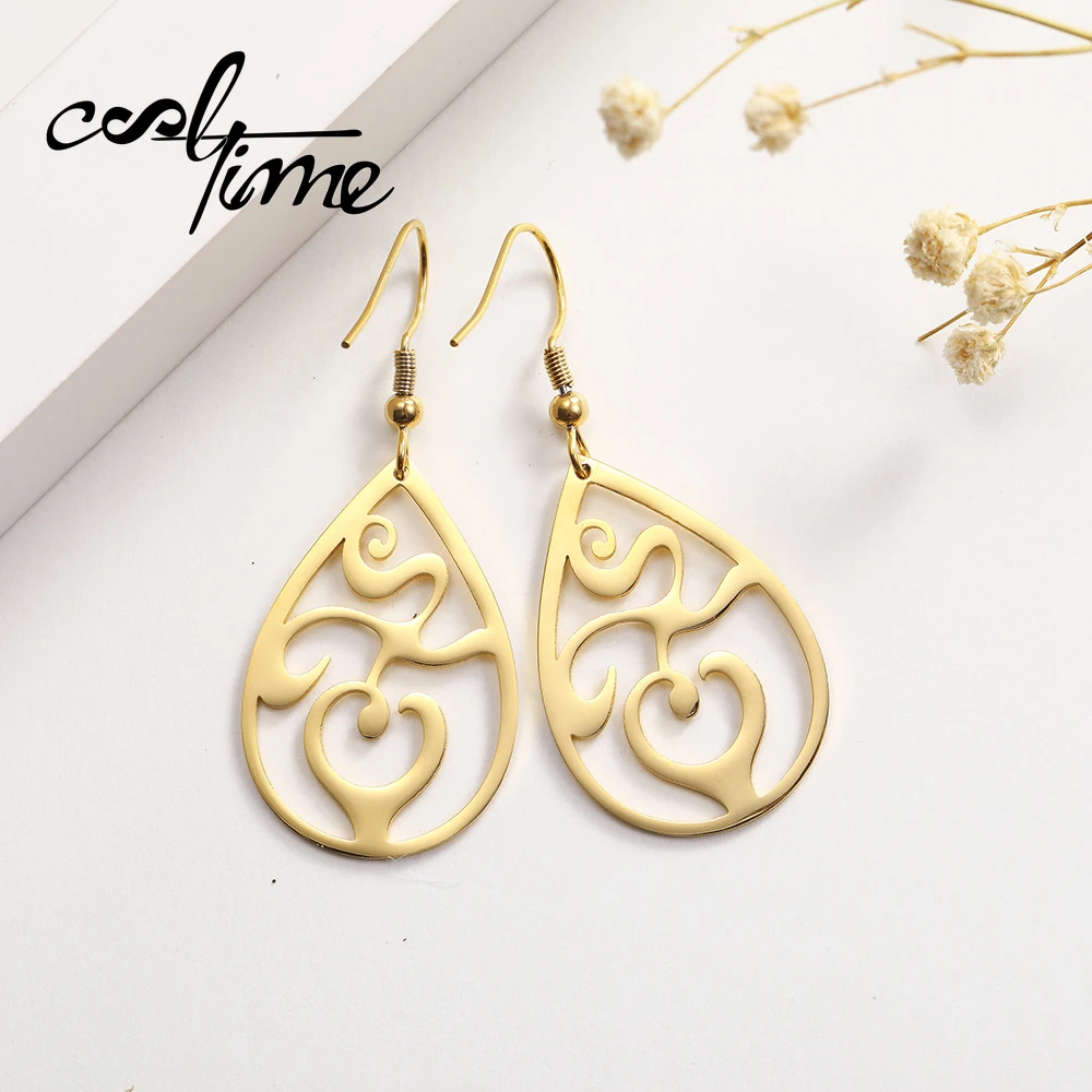Серьги COOLTIME 100% из нержавеющей стали в стиле ретро Элегантные золотистые черные