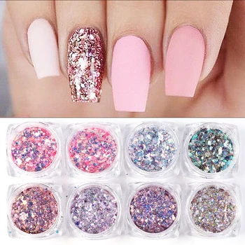 

Holographic Mixed Color Powder for Nails Sparkly Irregular Flakes Sequins Chrome Pigment Manicure Nail Art Decoration GL1506-08