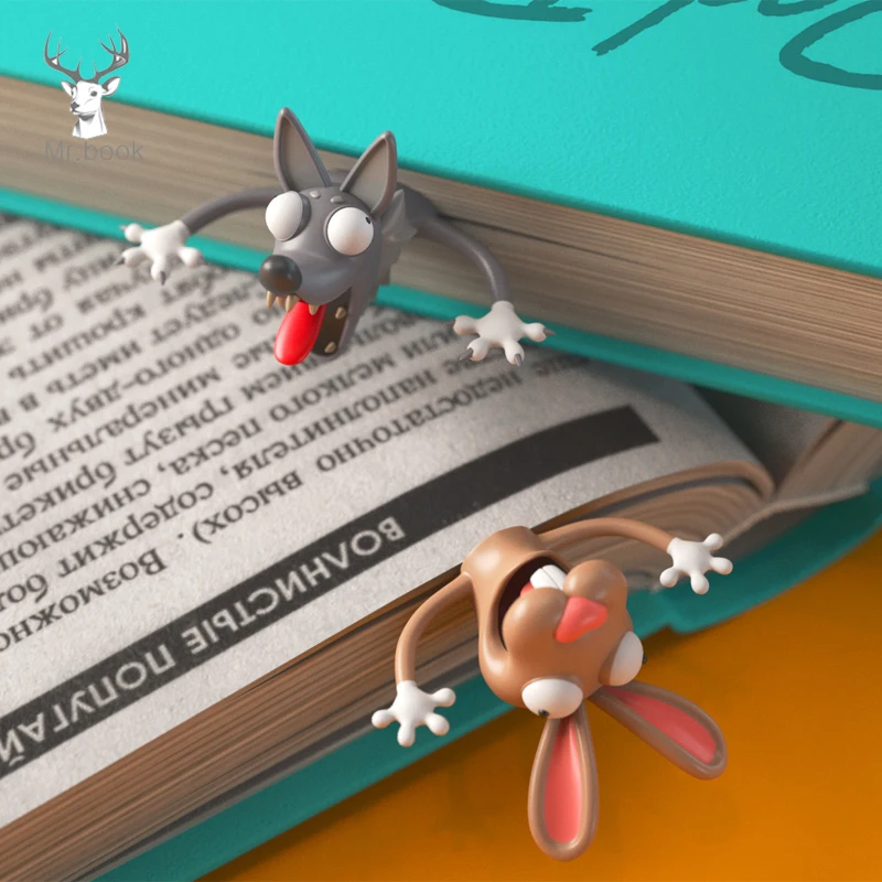 écrivains 3D stéréo Marque-page en forme d'animaux - M dessin animé lecteurs fournitures de bureau pour étudiants joli marque-page humoristique Wacky