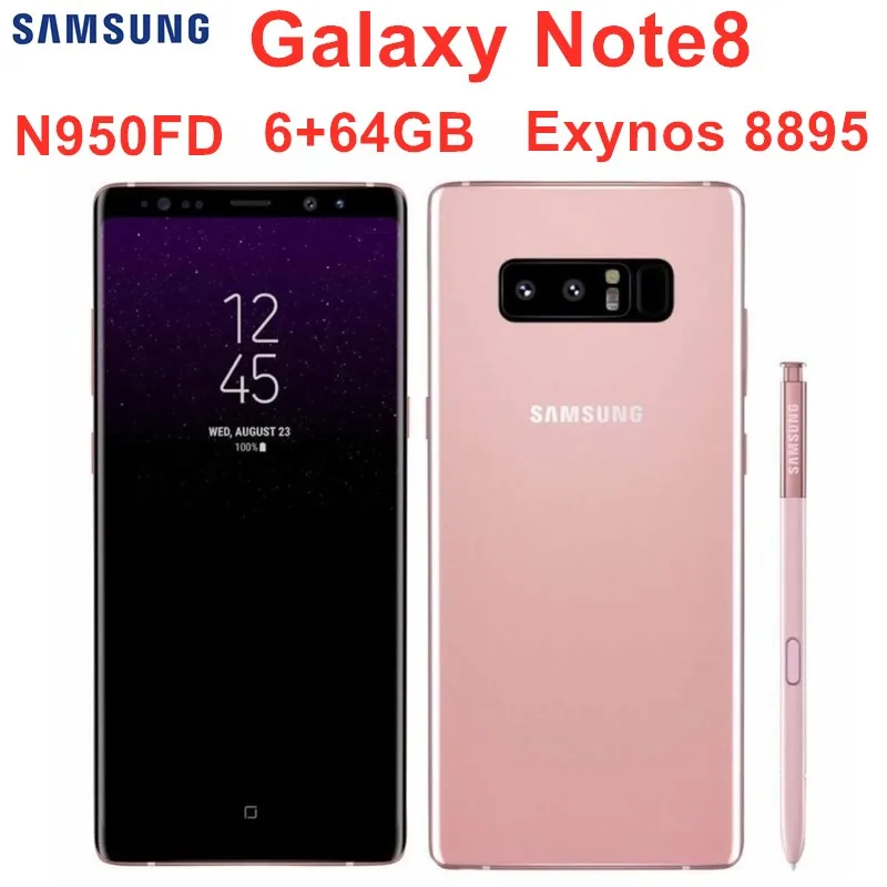 Samsung Galaxy Note8 Note 8 N950FD, две sim-карты, разблокированный LTE мобильный телефон, четыре ядра, 6,3 дюймов, двойной 12 МП, 6 ГБ ram, 64 ГБ rom, Exynos