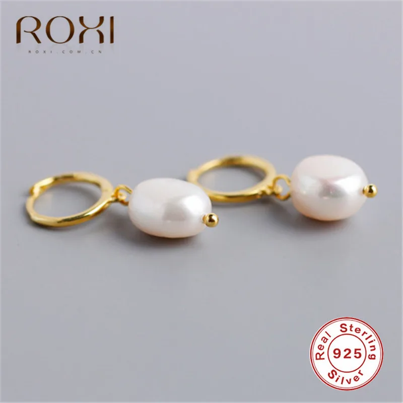 ROXI, женские жемчужные серьги, 925 серебро, жемчужные серьги в стиле барокко, висячие серьги с натуральным пресноводным жемчугом, свадебные ювелирные изделия