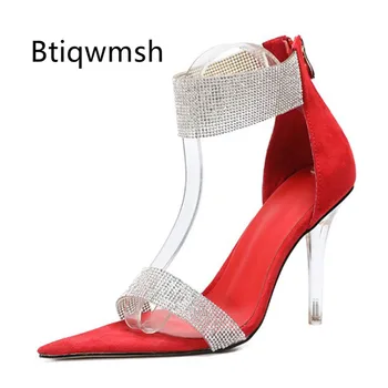 

2020 Rhinestone Sandals Women Open Toe Crystal Strange High Heel Shoes Woman Sexy Gladiator Sandals