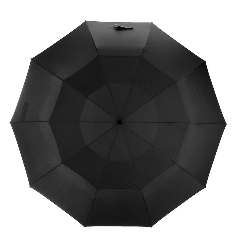 Leodauknow полностью автоматическая металлическая деревянная ручка Двойная Ткань windbreak три складные Элитные бизнес мужские 10 к синий, черный зонтик