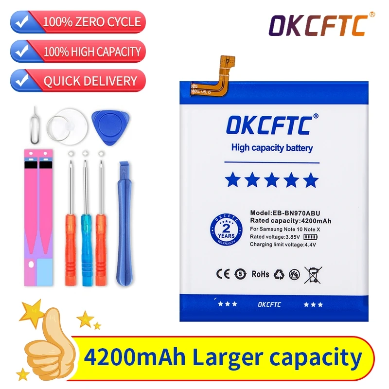 

OKCFTC EB-BN970ABU 4200mAh Battery for Samsung Galaxy Note 10 Note X Note10 NoteX Note10 5G Batteries