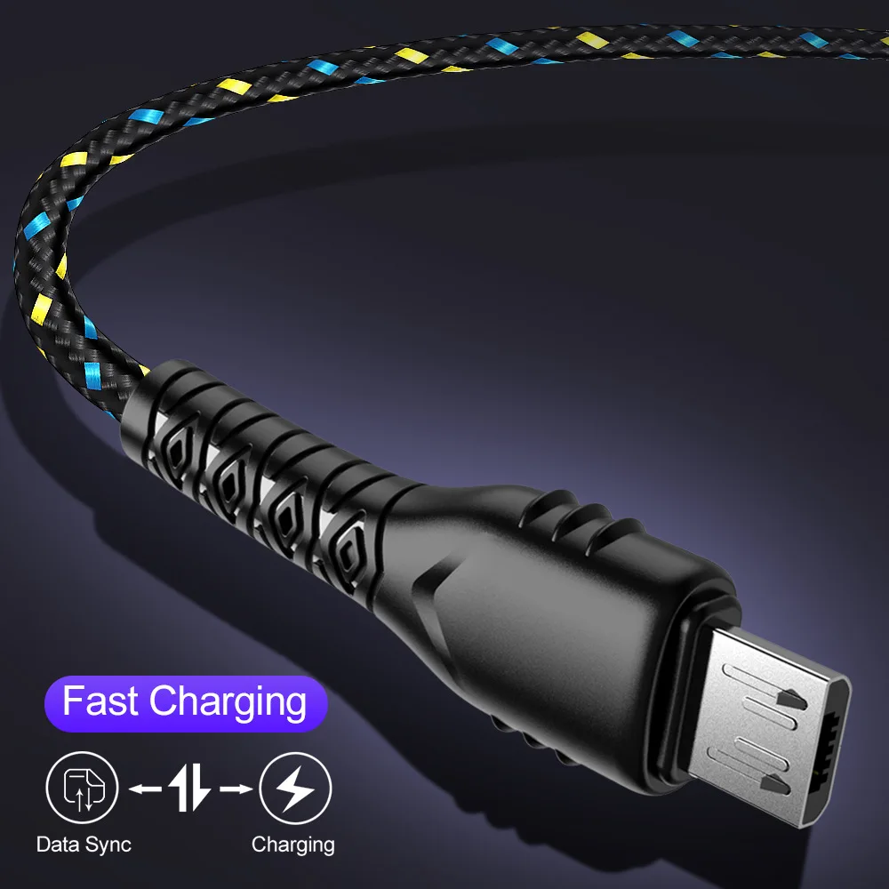 Кабель USB type-C для samsung A70 huawei P30 lite, кабель Micro USB для быстрой зарядки телефона Xiaomoi Redmi note 7 0,5 m/1 m/2 m