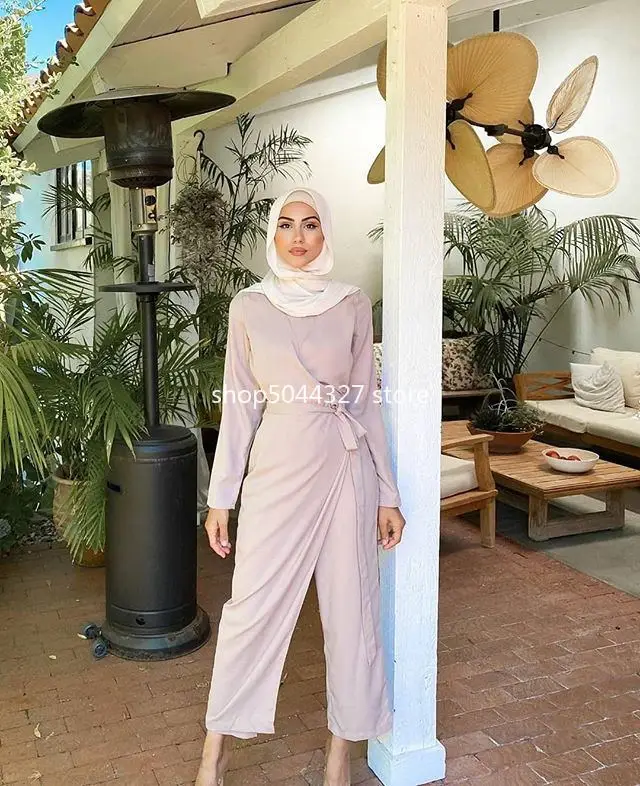 Eid Mubarak-conjunto musulmán de Turquía para mujer, mono de Dubái, Abaya de caftán, vestido Hijab, conjuntos de túnica larga