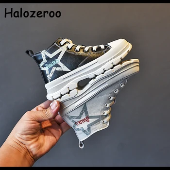 

Autumn Kids High Top Sport Sneakers Baby Girls Genuine Leather Shoes Boys Brand Casual Sneakers Children Black Sneakers Trainers