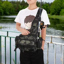 Multifunctional Fishing Tackle Bags Single Shoulder Crossbody Bag Waist Pack Fish Lures Gear Utility Storage Fishing Bag
