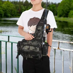 Multifunctional Fishing Tackle Bags Single Shoulder Crossbody Bag Waist Pack Fish Lures Gear Utility Storage Fishing Bag