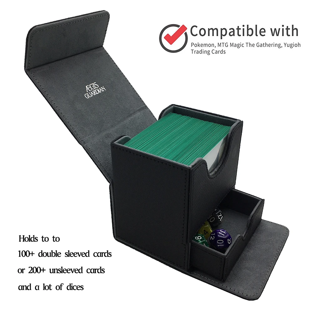 Card Guardian - Premium 100 Card Deck Box with Dice Compartment for Trading  Card Games TCG (Black) Compatible with Magic the gathering (MTG)