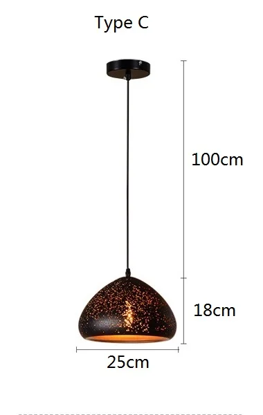 Винтажный подвесной светильник, промышленный светильник, лофт, скандинавский подвесной светильник, Ретро Железный полый резной подвесной светильник, освещение для кухни, столовой - Цвет корпуса: Type C