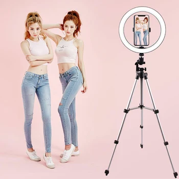 

LED Selfie Ring Lamp Adjustable Tripod With 16/20/26CM Ring Light For Makeup Youtube TikTok Photography Camera Photo Stand NE002