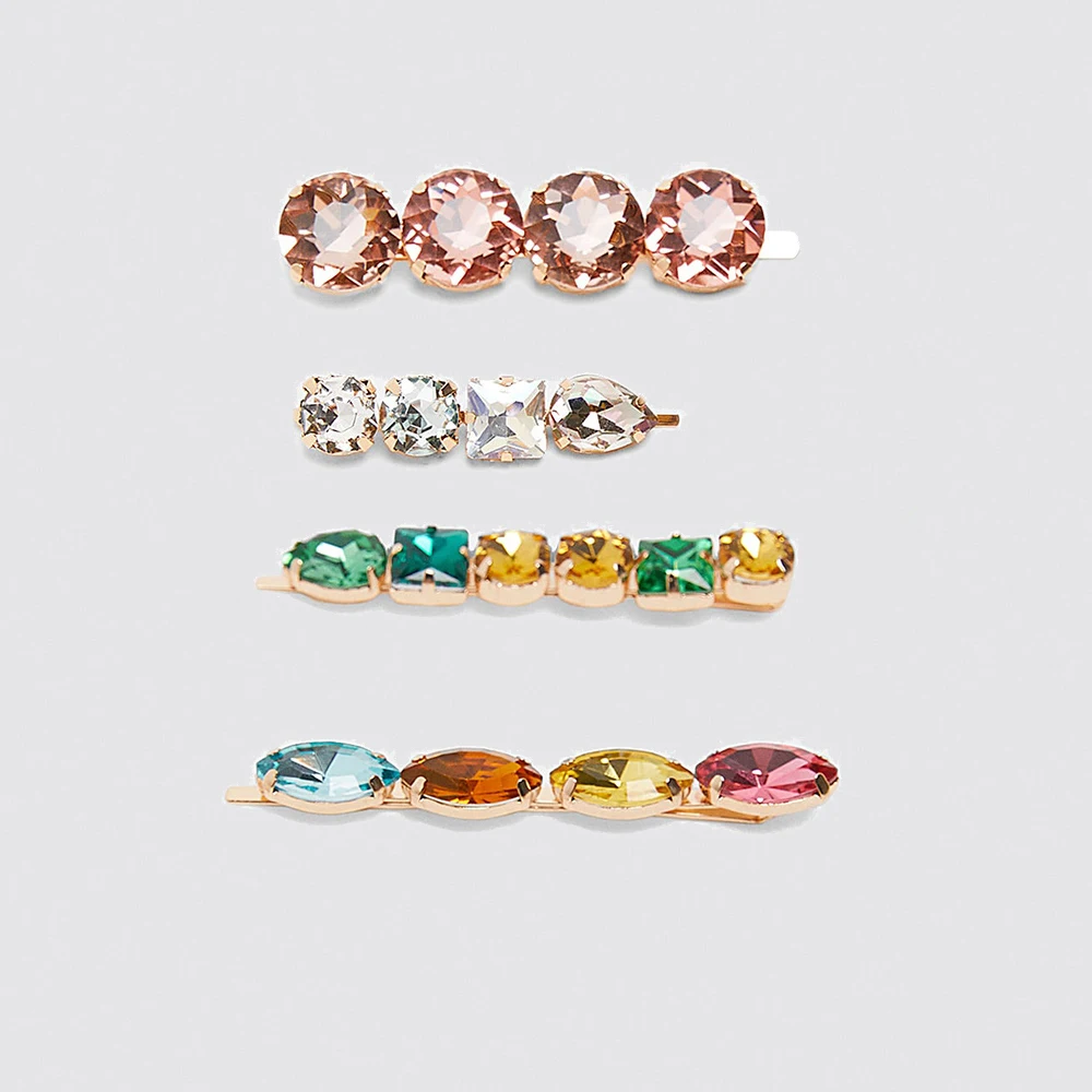 Dvacaman ZA Clear Crystal Hair Clip Set for Women Baby Girl Cute Rhinestone Barrettes Wedding Simulated Pearl Jewelry Wholesale - Окраска металла: 21