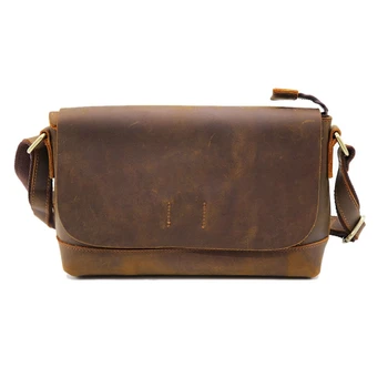 

BEAU-Crazy Horse Leather Men Cross Body Shoulder Bag Cowhide Women Messenger Bag Satchel Pack for Shop Travel Unisex